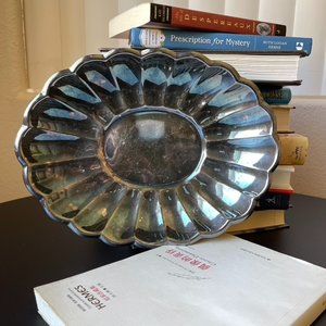 Vintage Reed & Barton Silver Plate Oval Scallop Edge Bowl Tray - #113 Holiday